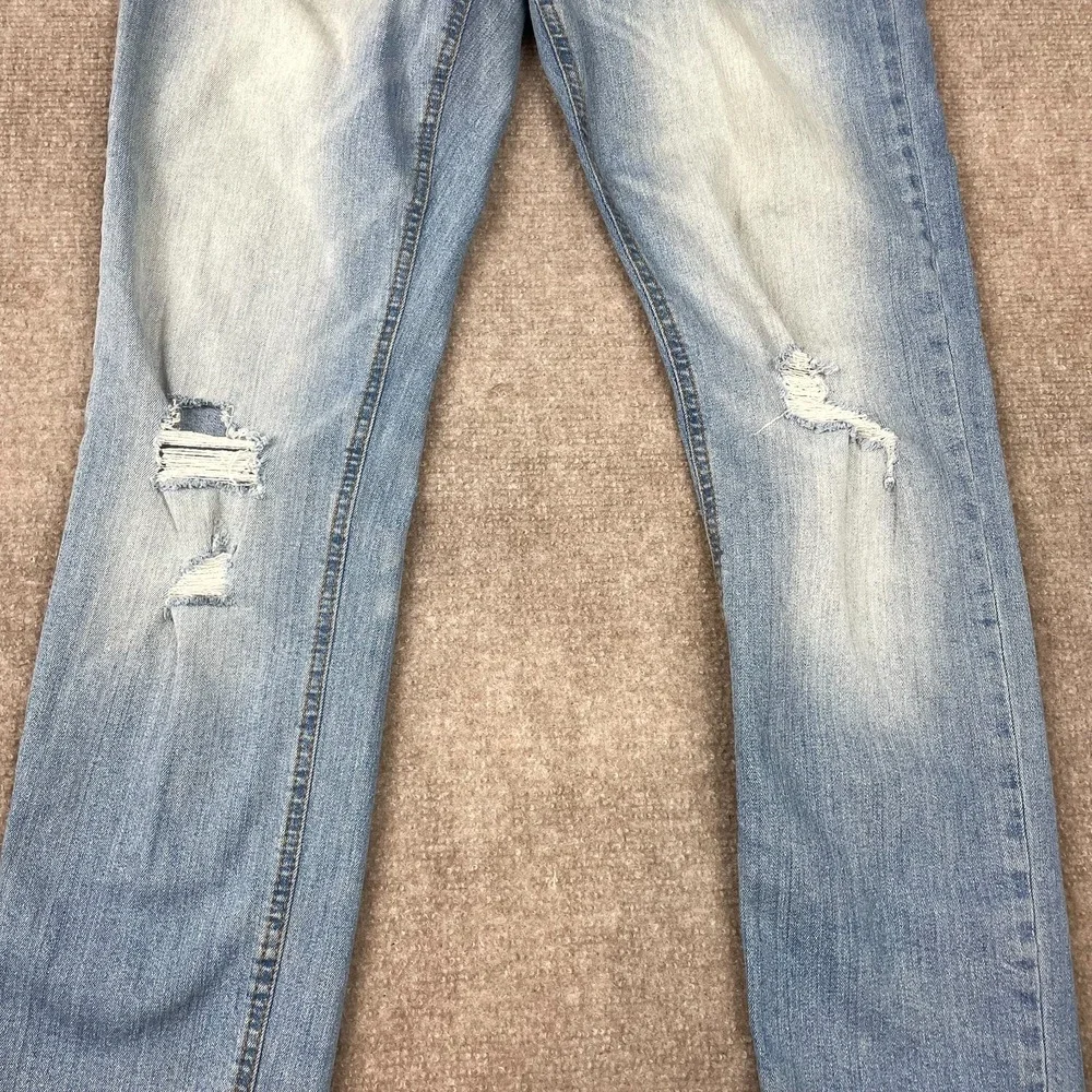 Ring Of Fire Slim Jeans Mens 31x30 Blue Denim Cotton Stretch Distressed Low Rise
